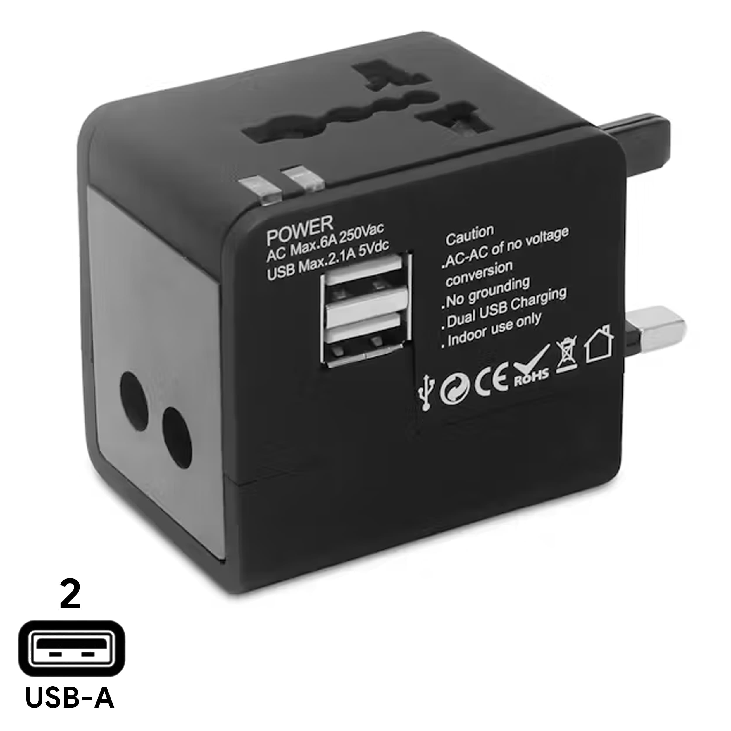 Bộ chuyển đổi du lịch hình khối 10,5W với 2 cổng USB. - in logo - Image 1